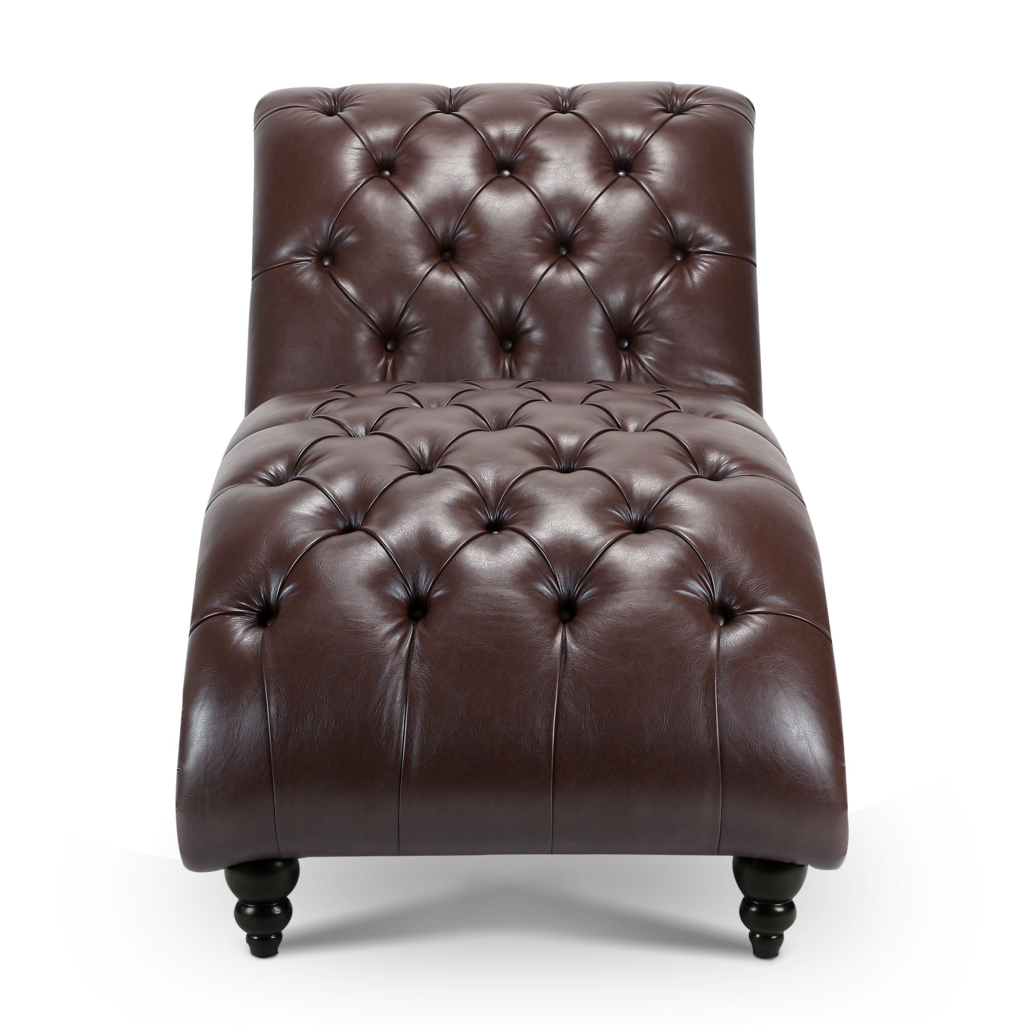 Dark Brown Faux Tufted Armless Chaise Lounge