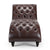 Dark Brown Faux Tufted Armless Chaise Lounge