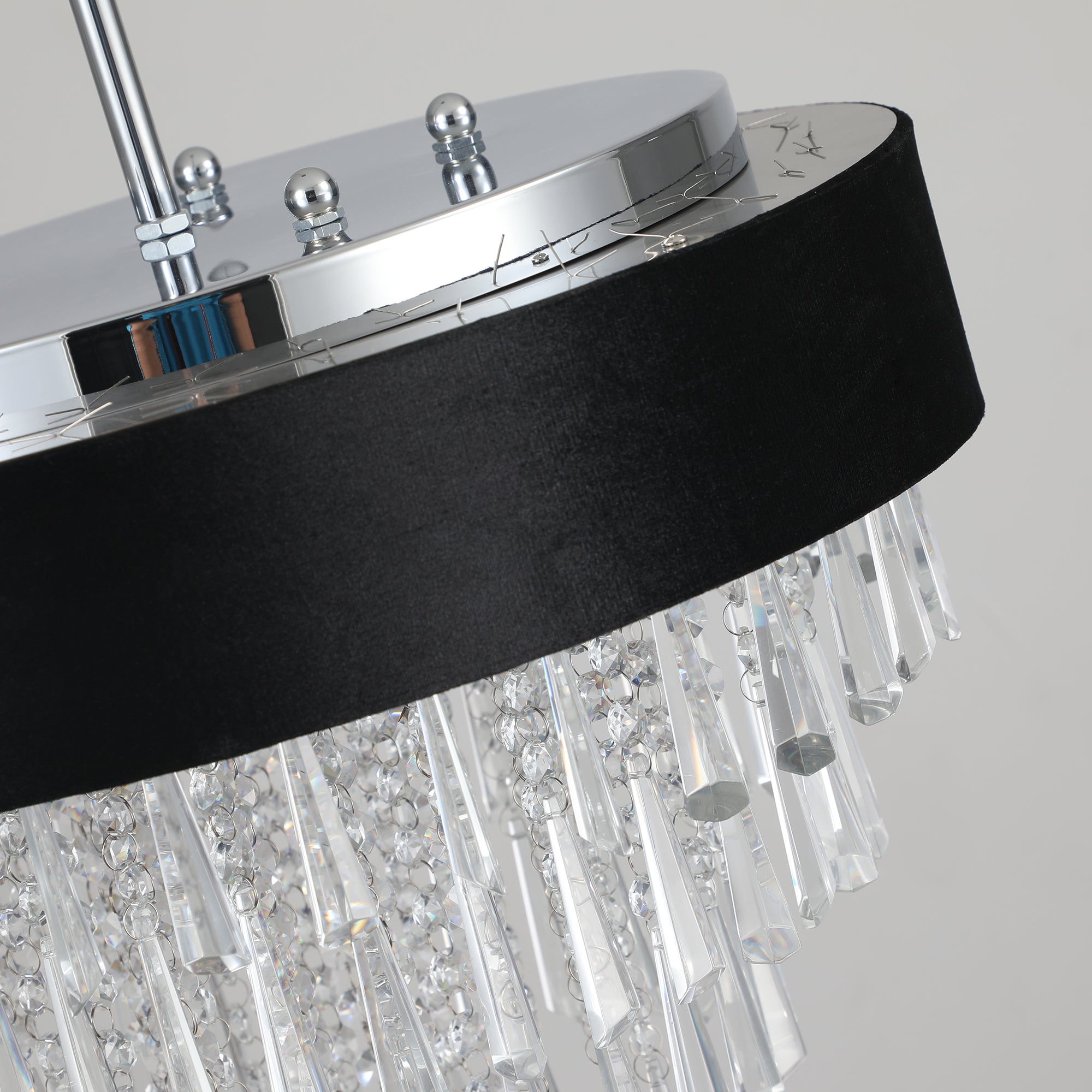 Black Velvet Accent Round Crystal Chandelier