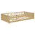 Natural Finish Twin Size Toddler Floor Platform Bed with Built-in Book Storage Rack and Door