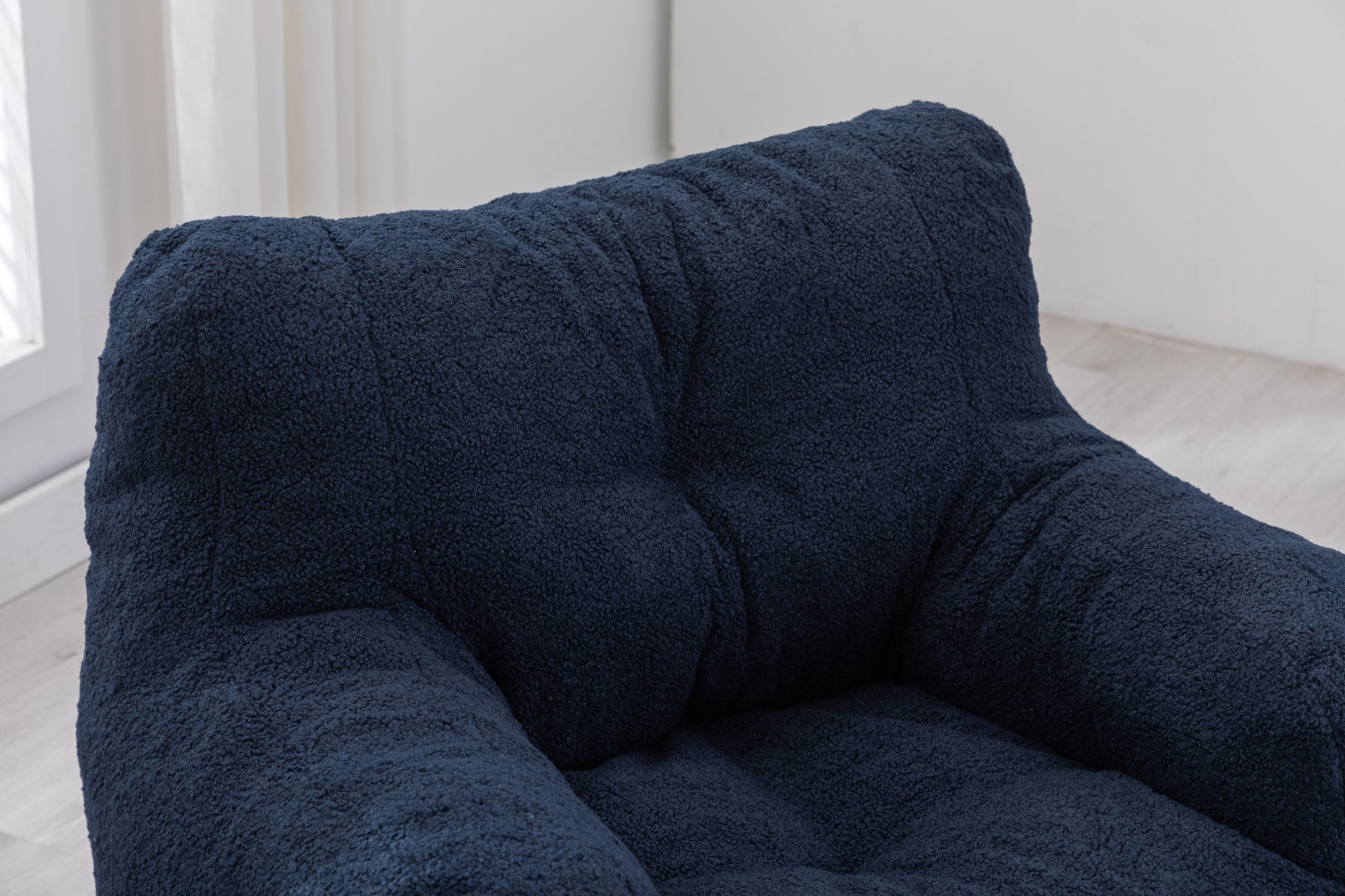 Soft Teddy Tufted Bean Bag Chair in Dark Blue