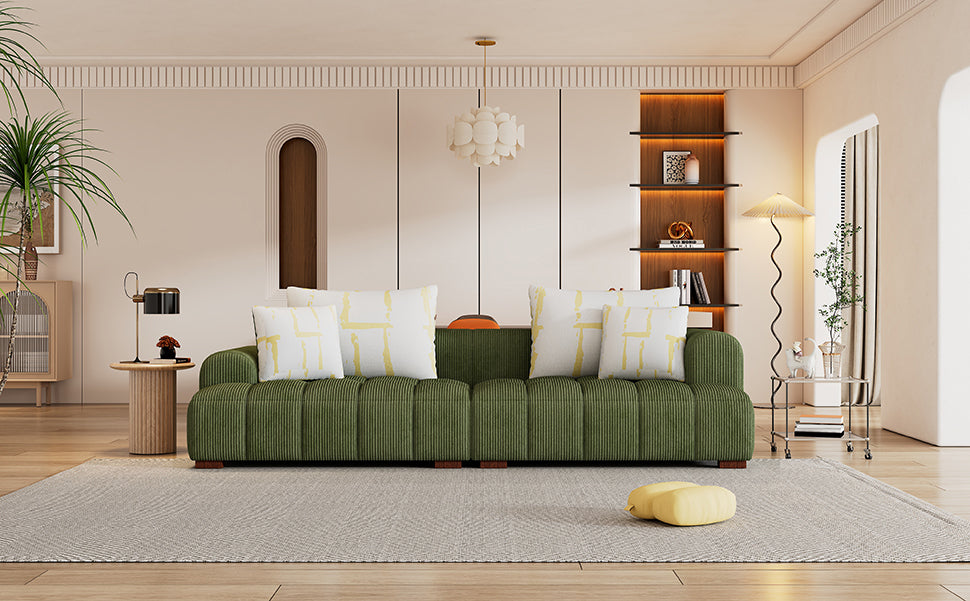 Accra 2-Seat Minimal Corduroy Sofa in Green