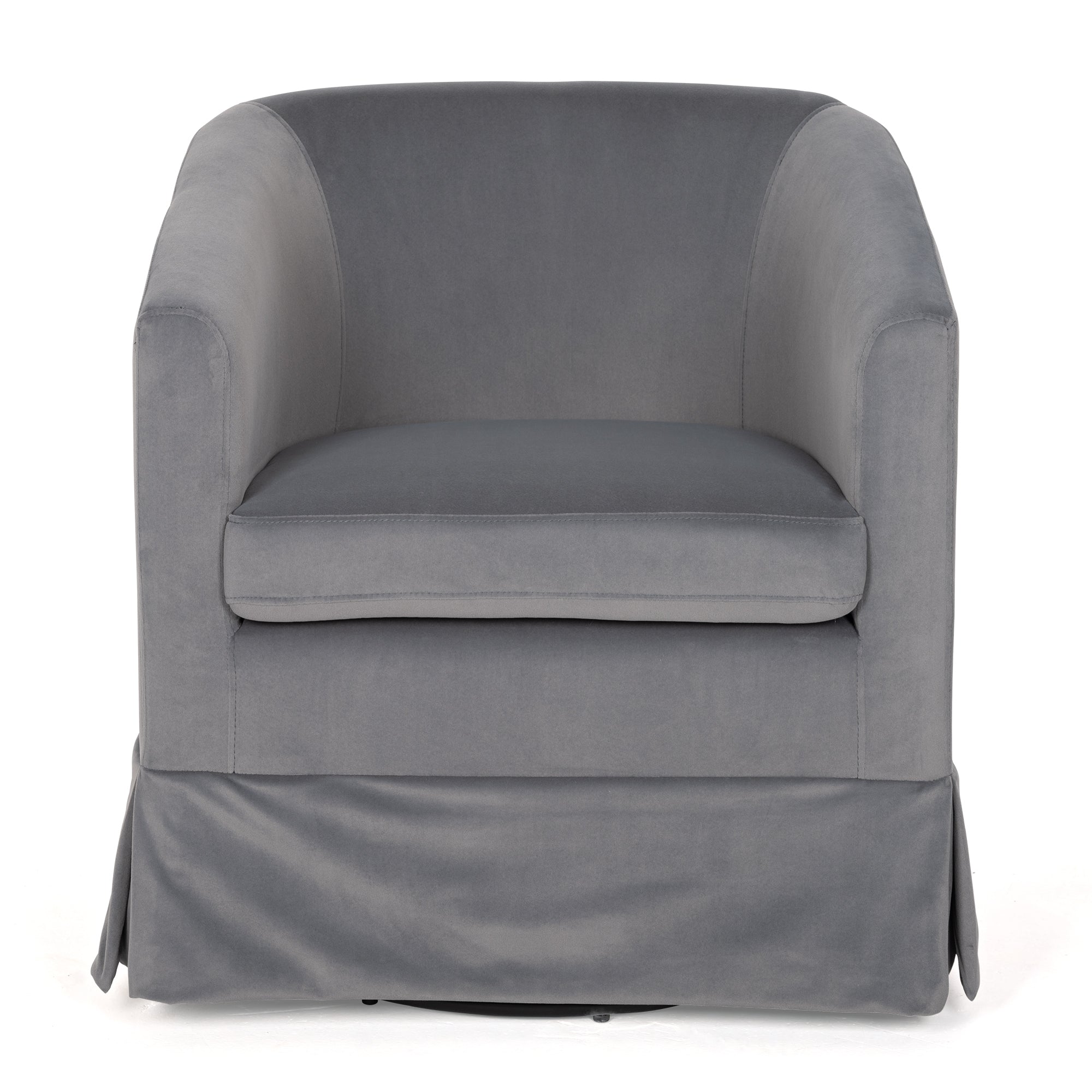 Gray Velvet Swivel Chair with 360-Degree Rotation and Comfortable Cushions