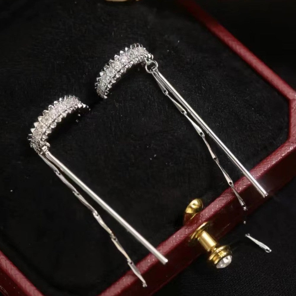 Ear Cuffs for Non Pierced Ears With Sparkly Tassels in Silver