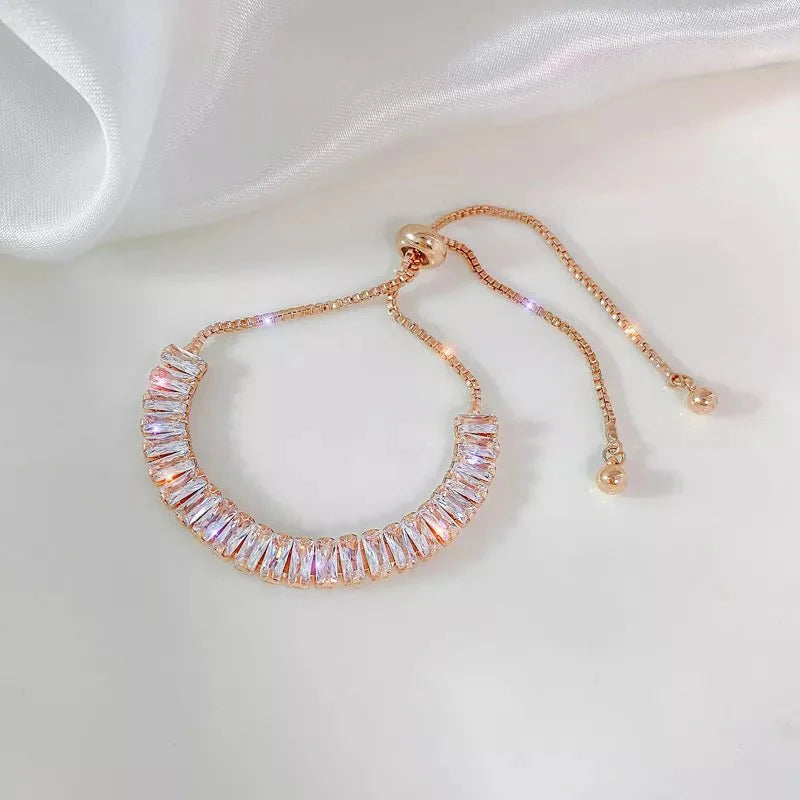 Baguette crystal adjustable tennis bracelets