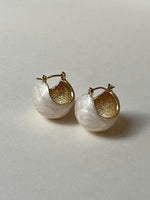 Load image into Gallery viewer, Cream Icing Glazed Donut Ball Hoop Earrings

