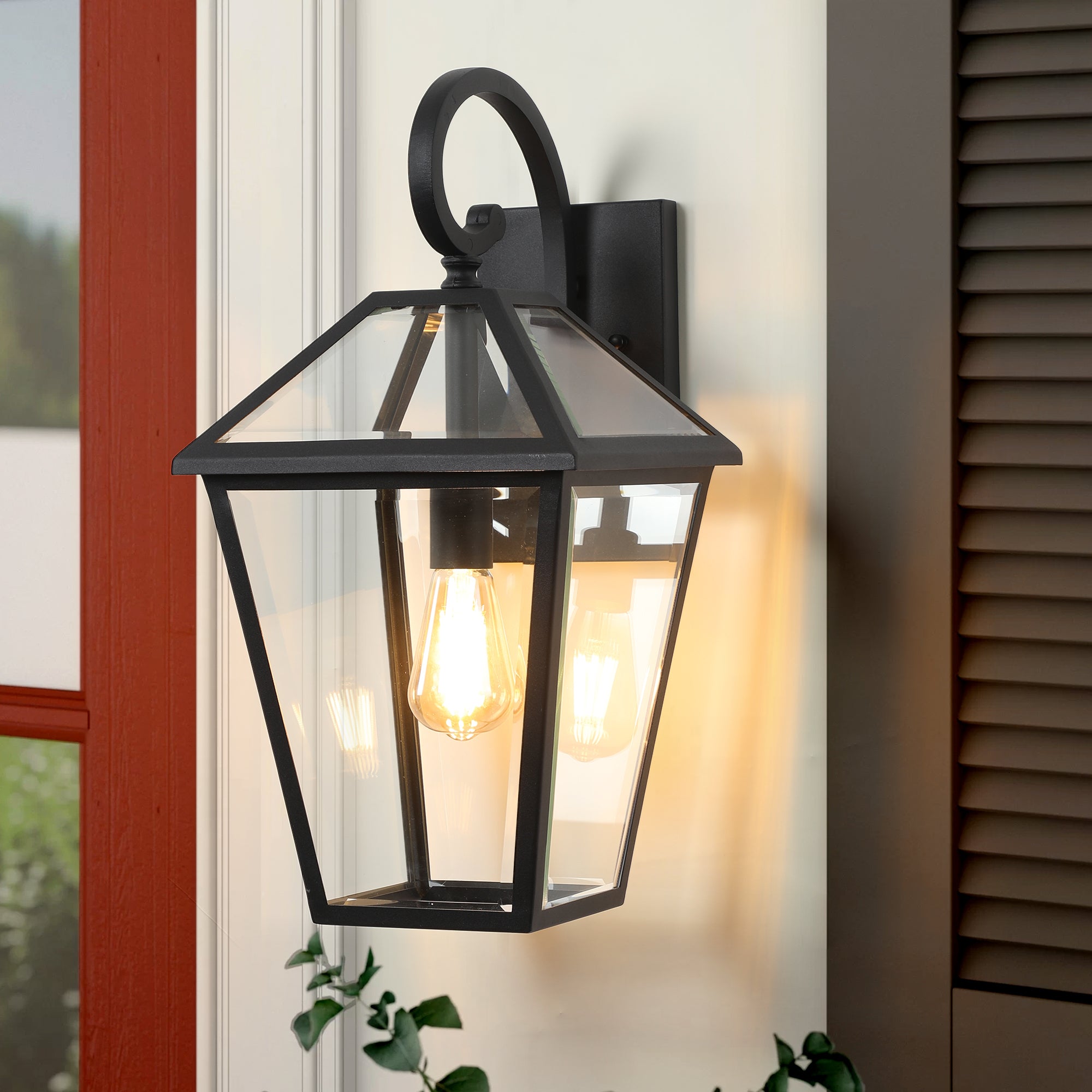 2-Pack Outdoor Wall Lanterns in Black Finish