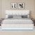 Upholstered Platform Queen Size Lift Up Storage Bed with LED Lighting in White