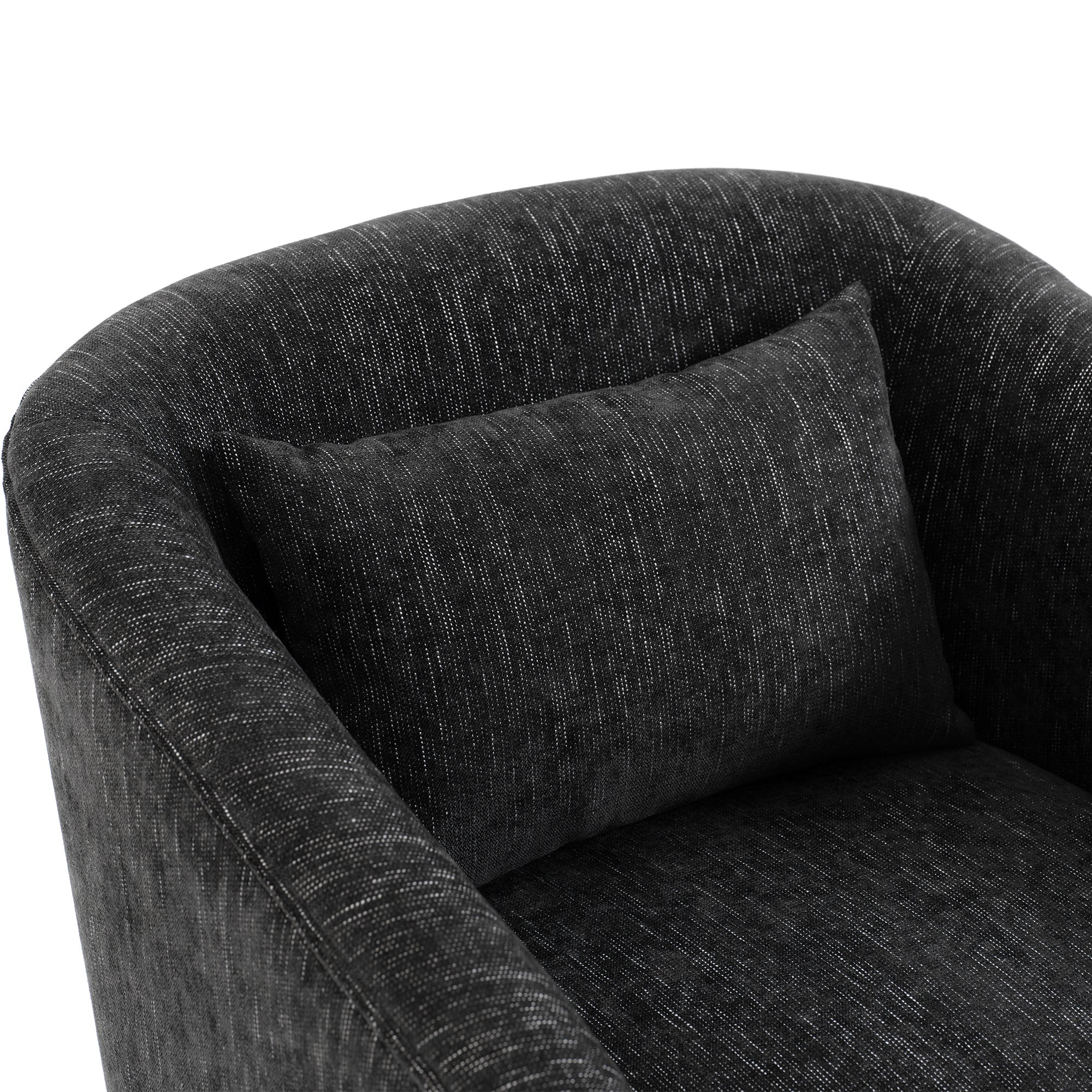 Black Linen Blend Swivel Accent Armchair