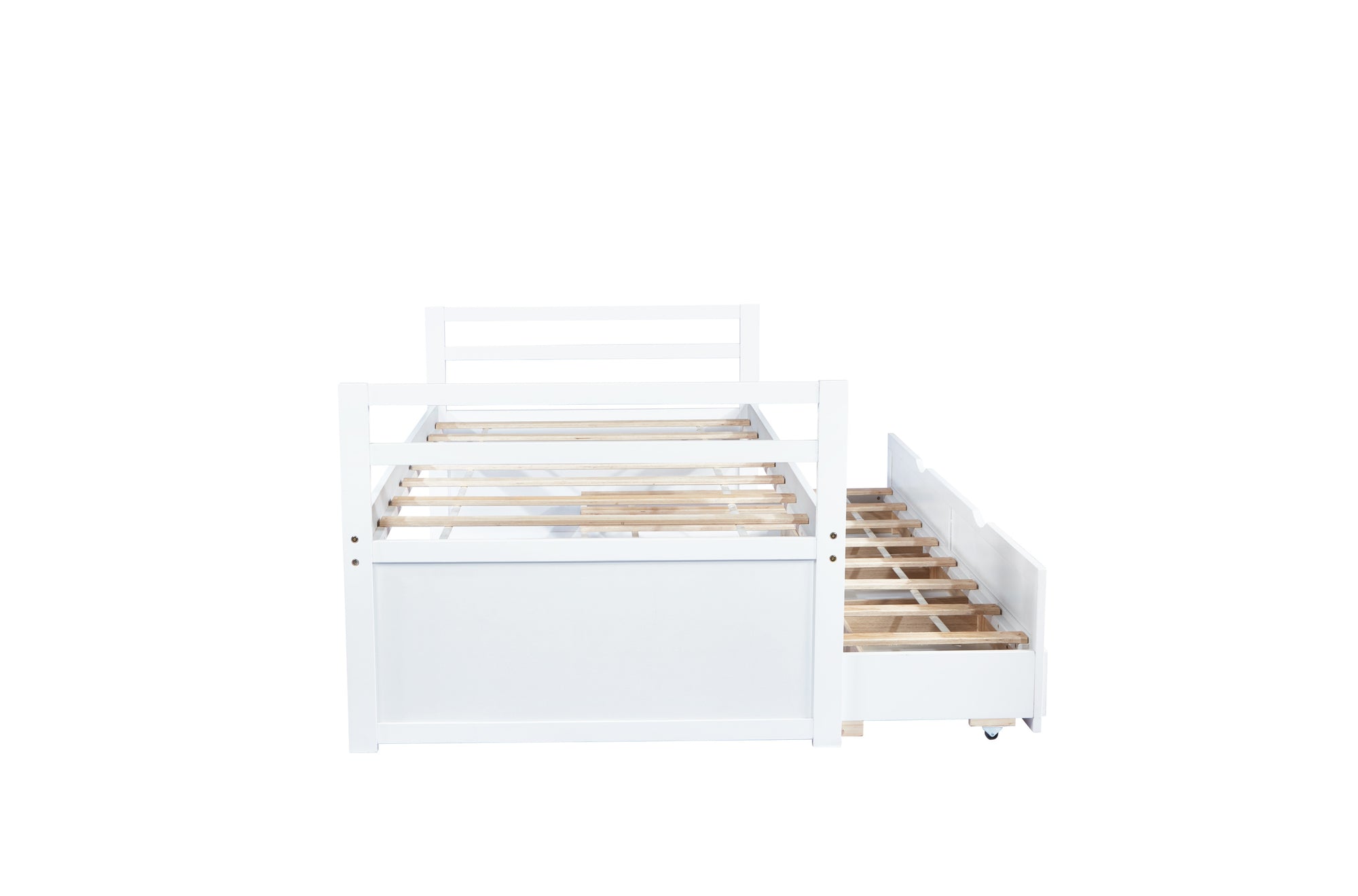 White Pine Twin Size Bed with Headboard, Footboard, Trundle, and Storage Drawers