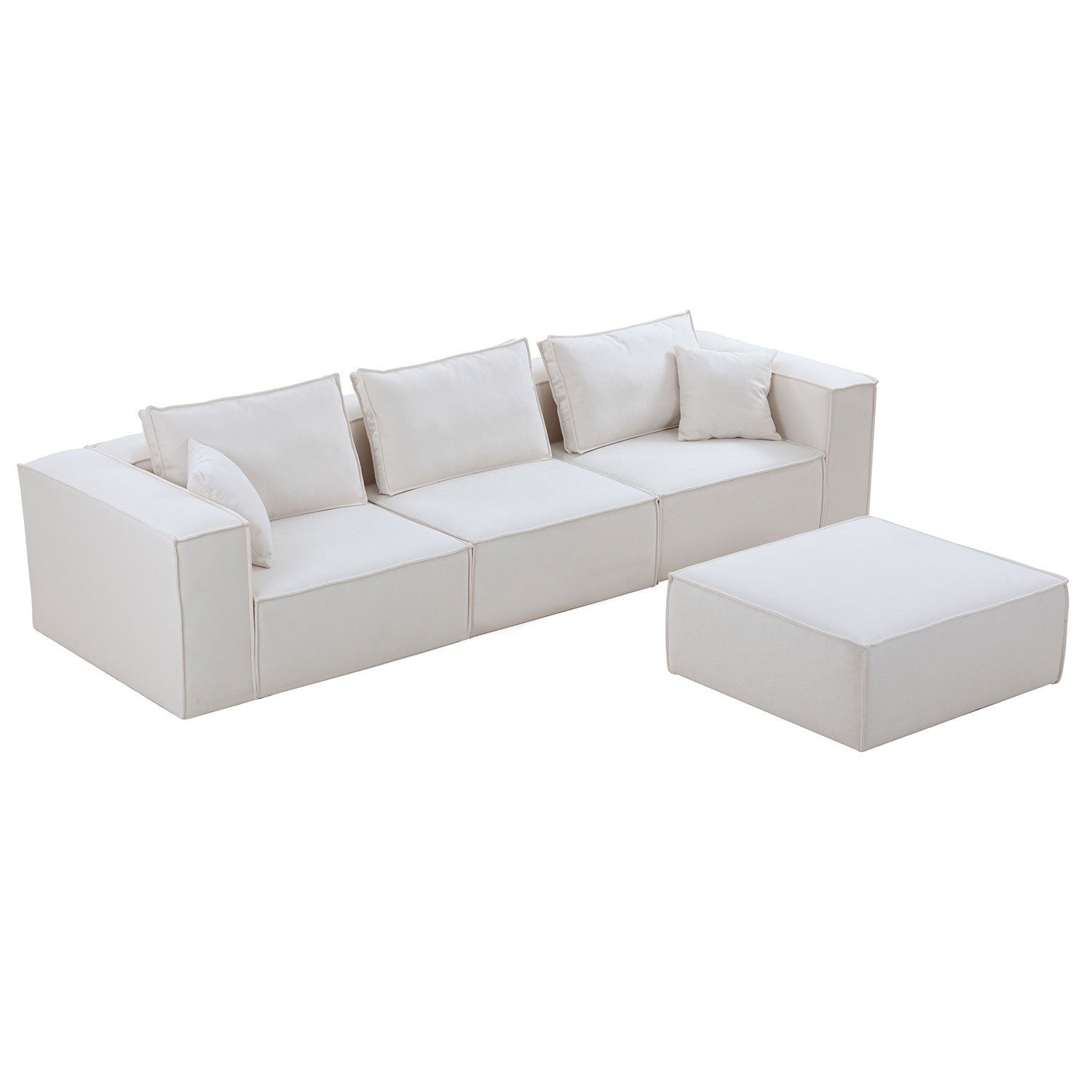 Modern Minimalist Modular Sectional Sofa Set in White