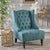 Upholstered Wingback Accent Chair In Teal Fabric