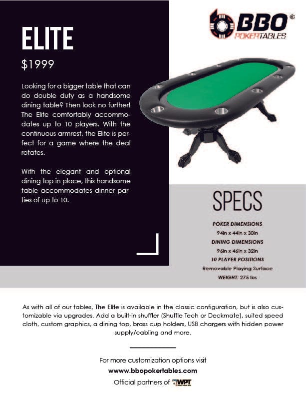 BBO Poker Table BBO The Elite Poker Table With Black Racetrack - 2BBO-ELT