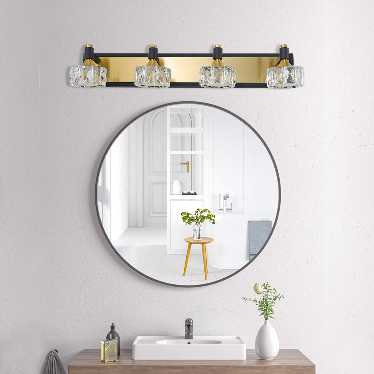 LED 4-Light Modern Crystal Bathroom Vanity Light
