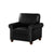 Black Faux Leather Single Seat Chair with Wooden Legs