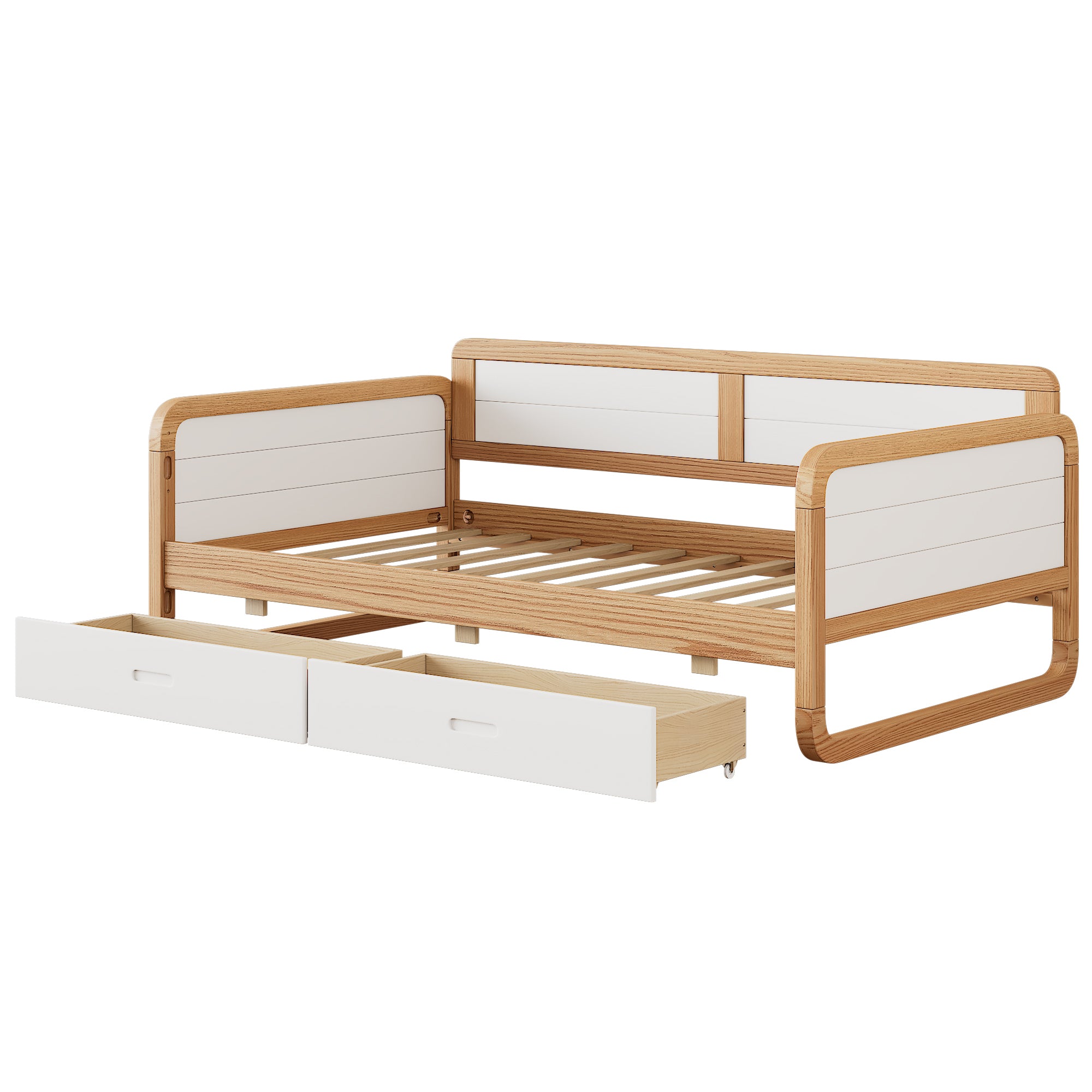 Twin Size White & Walnut Modern Daybed