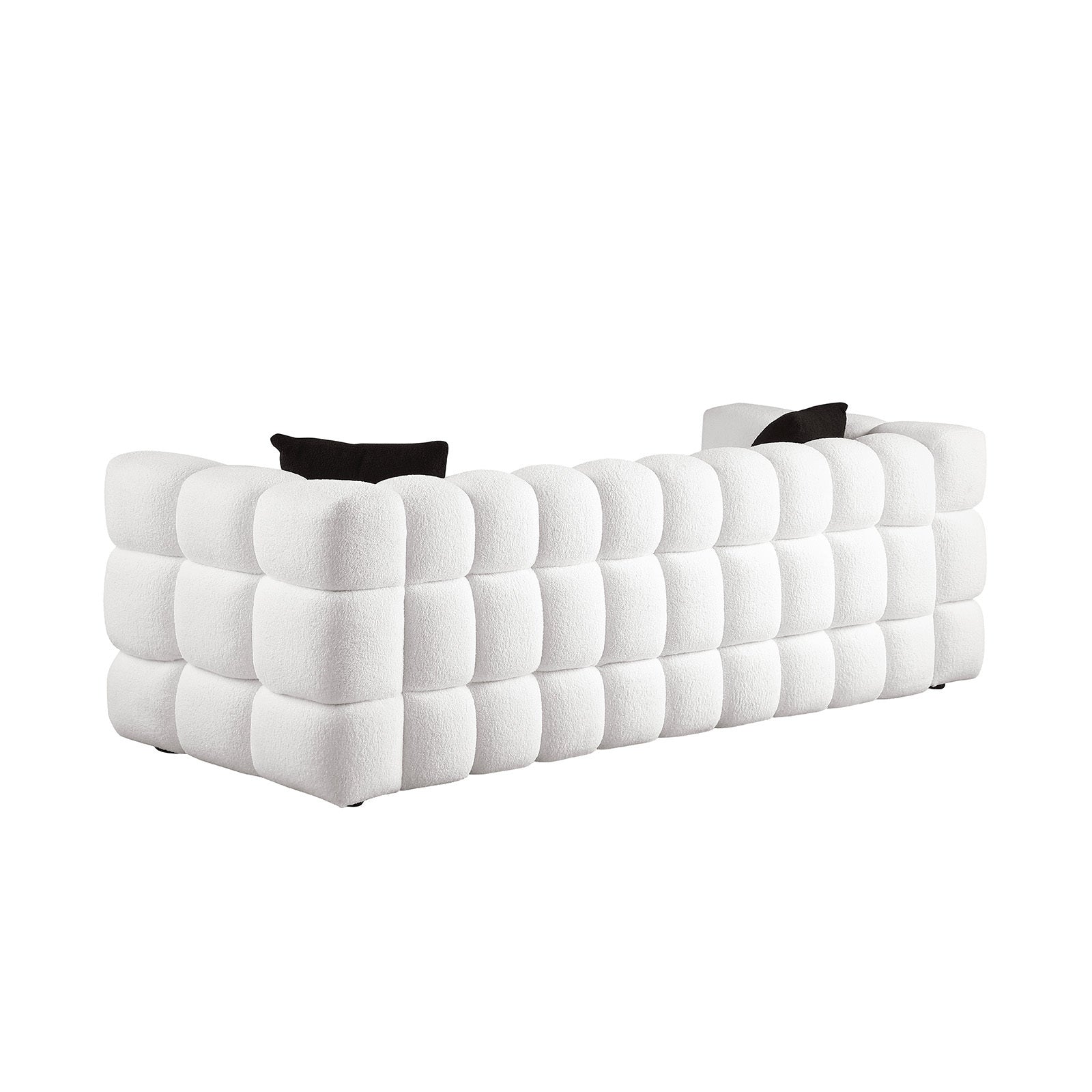 White Boucle 5-Seater Marshmallow Loveseat Sofa