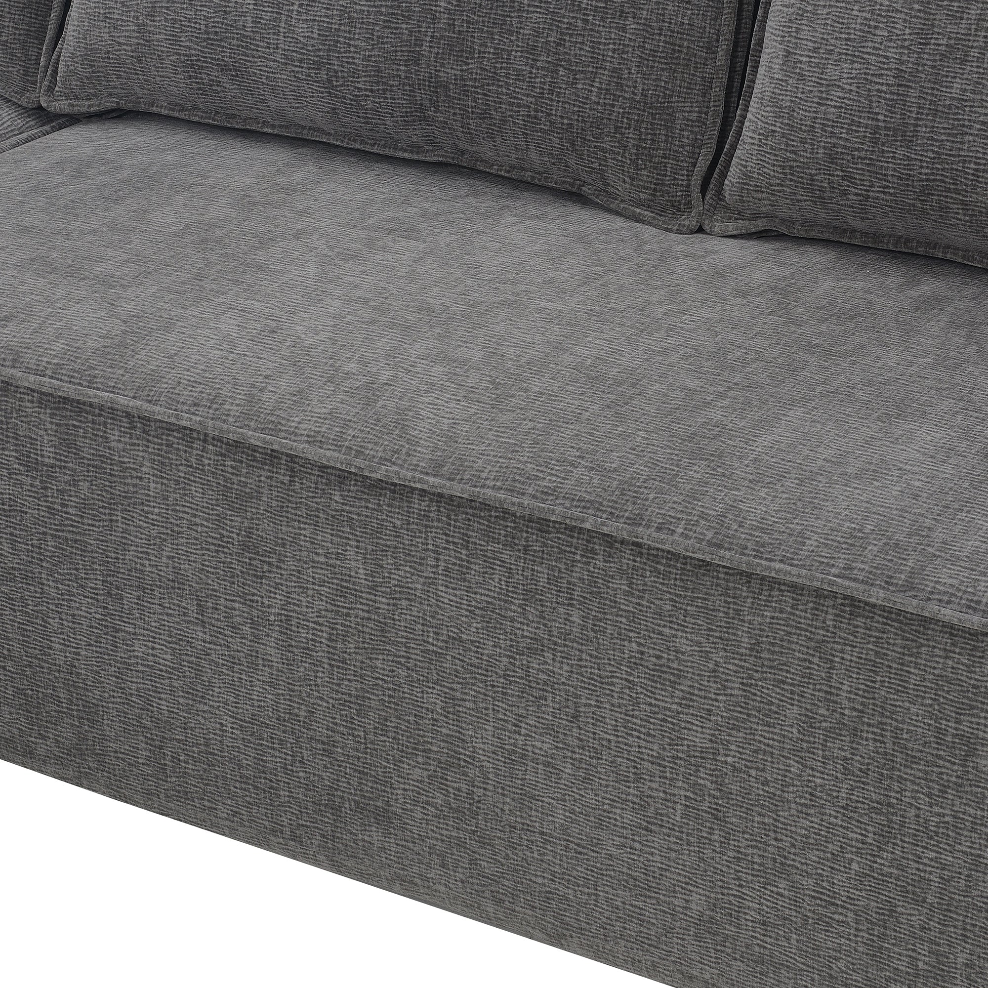 Cairo 4-Seat Modular Wrinkle-Resistant Chenille Sofa in Gray