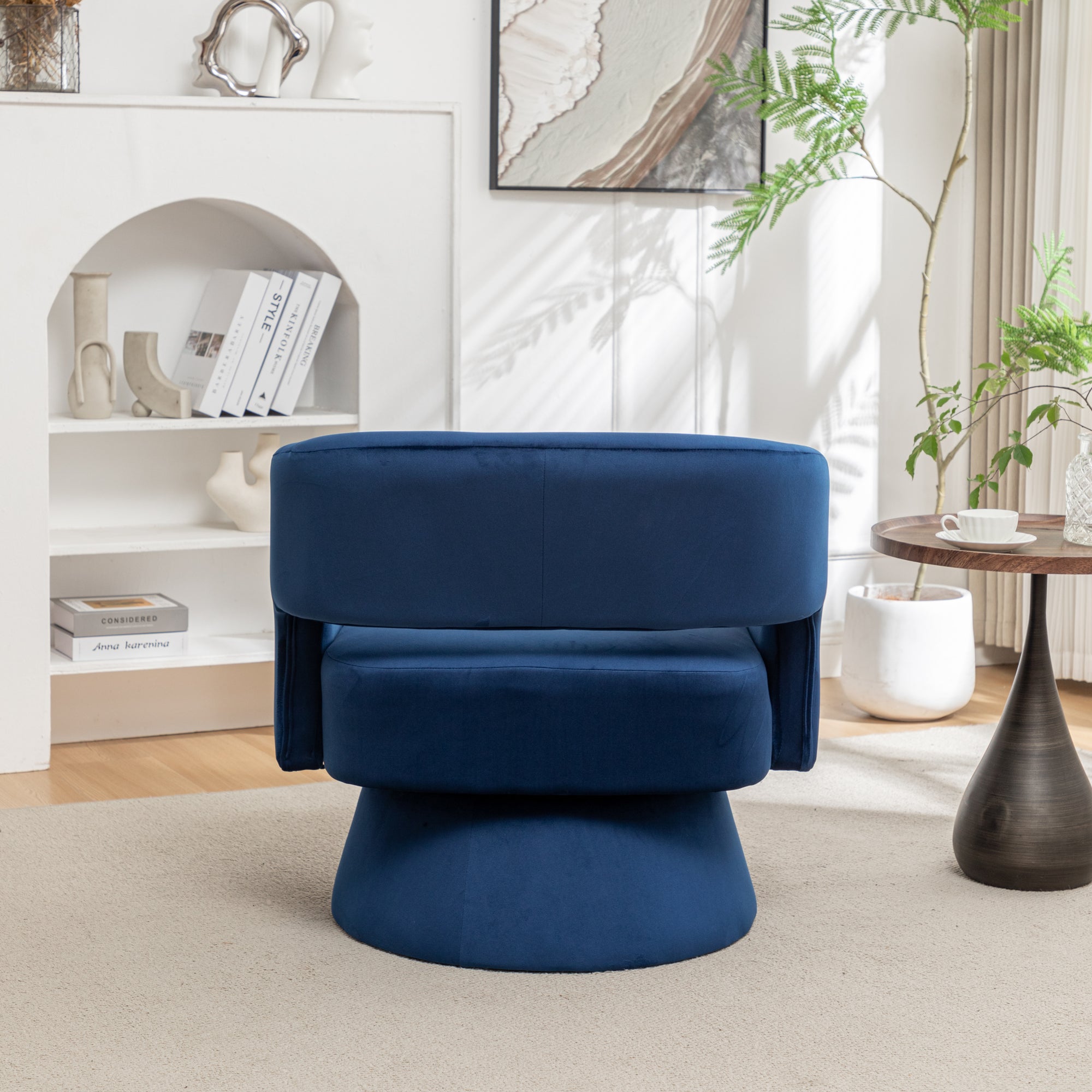 Swivel Barrel Chair, Velvet Accent Armchair - 360° Swivel, Stylish for Living Room/Bedroom, Comfortable Velvet Material