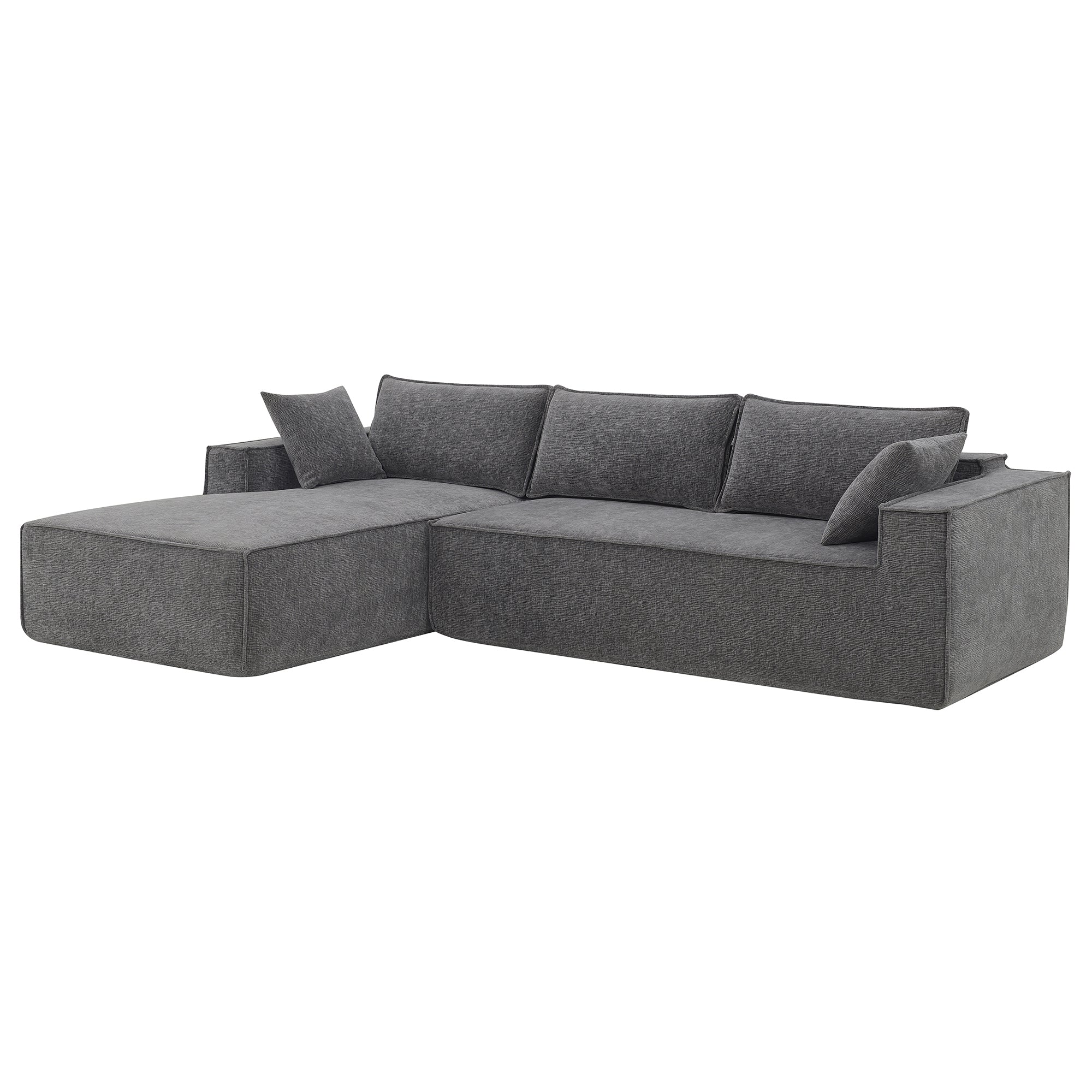 Cairo 4-Seat Modular Wrinkle-Resistant Chenille Sofa in Gray