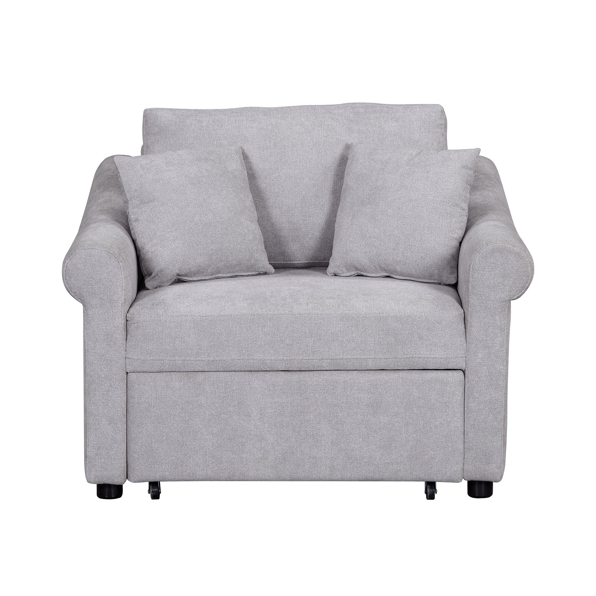 3-in-1 Gray Chenille Sleeper Chair