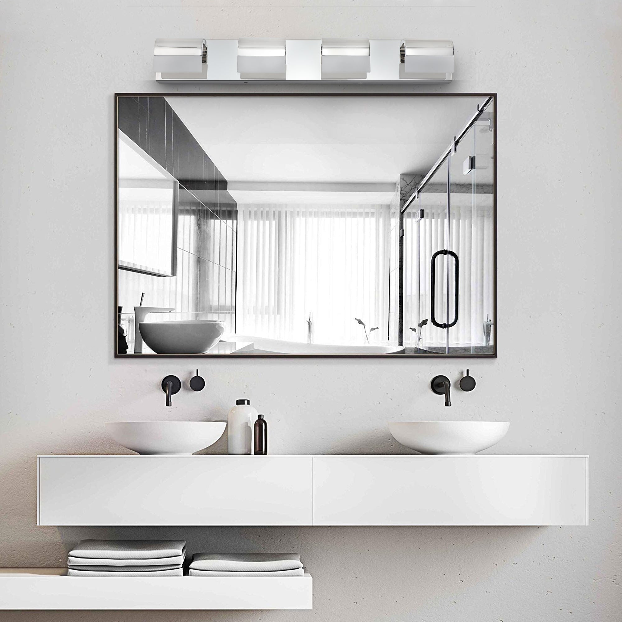 Aestin's Chrome Modern 4-Light Bathroom Vanity Lighting