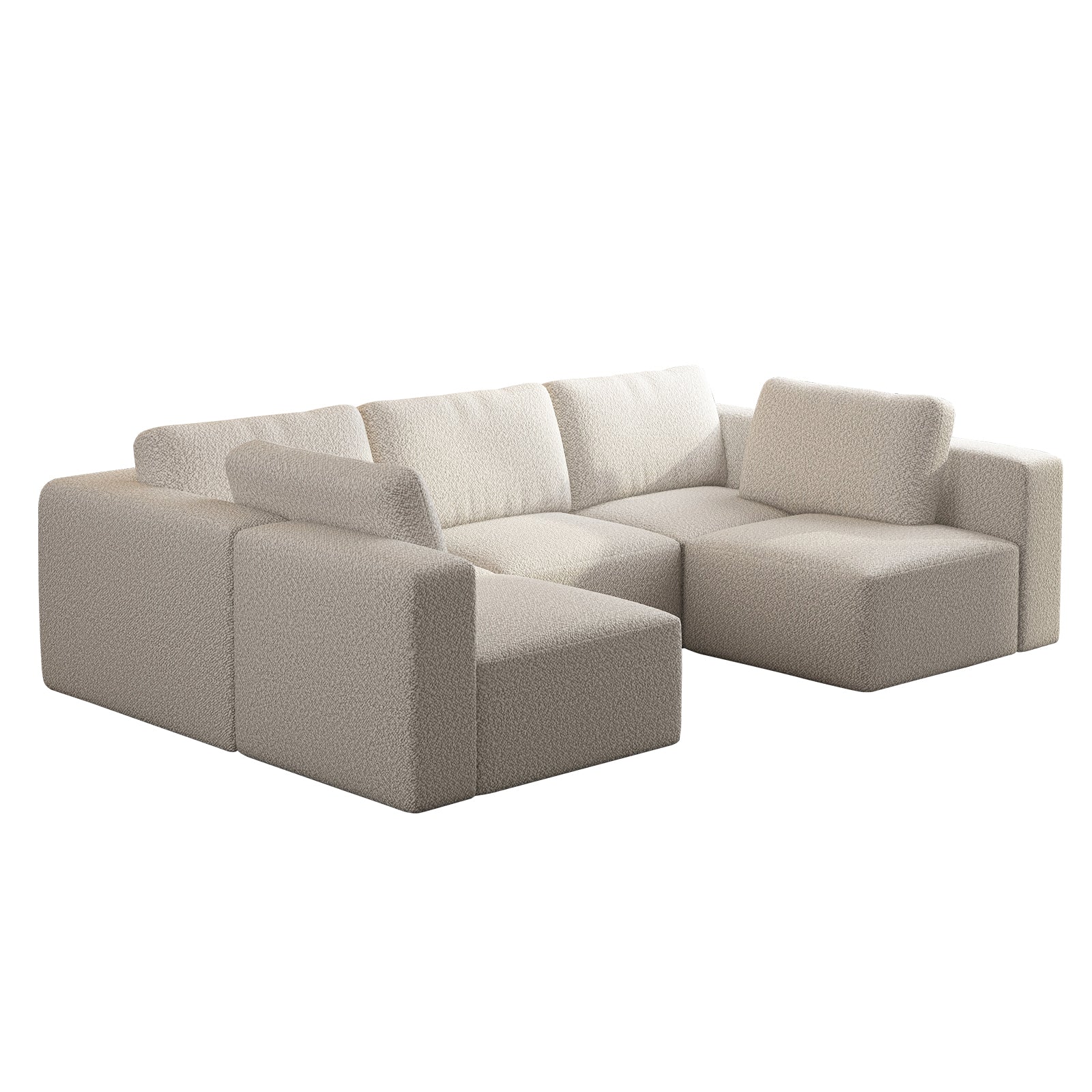 Kigoma 5-Seat Modular Sofa with Chaise in White