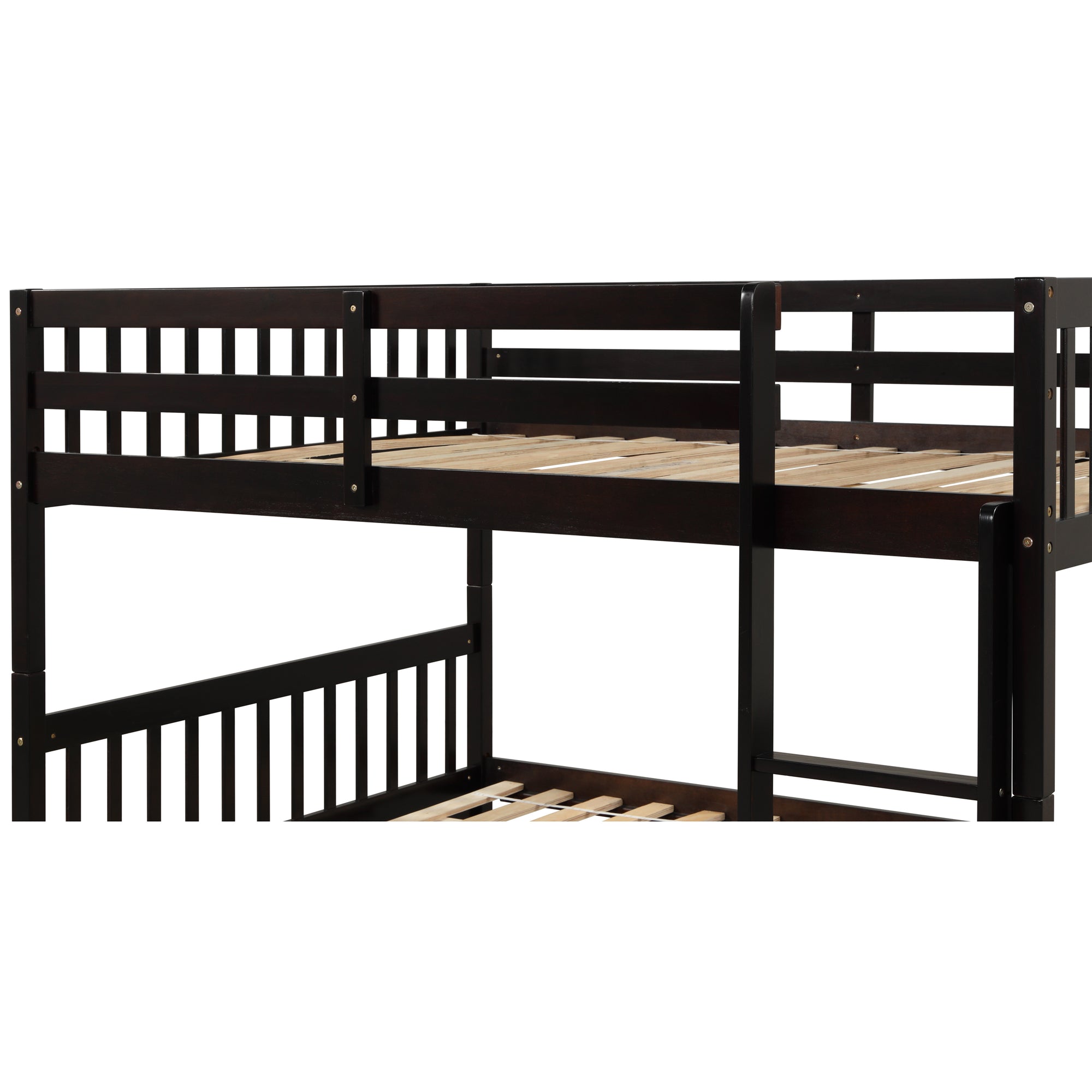 Espresso Full Over Full Bunk Bed with Trundle, Convertible to Two Full-Size Beds