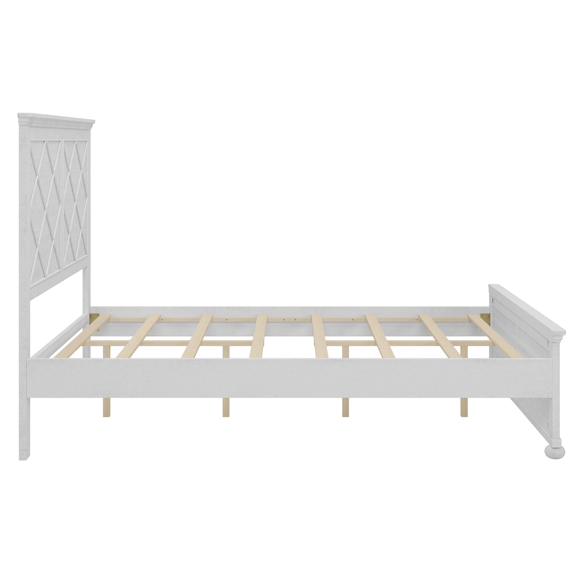 Antique White Queen Farmhouse Wooden Panel Bed Frame