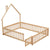 Natural Tone Full House-Shaped Headboard Floor Bed with Fence