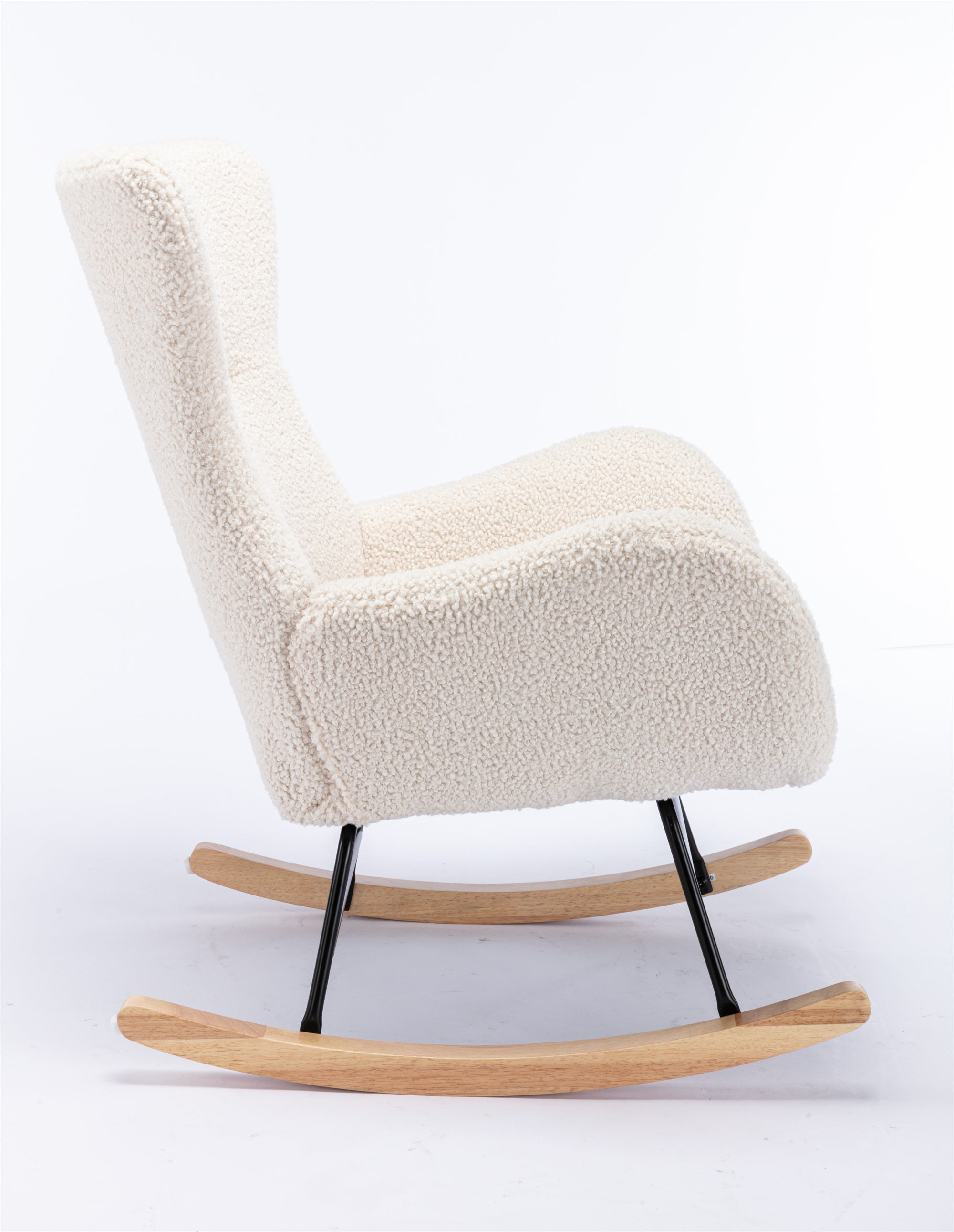 Beige Teddy Fabric Rocking Chair