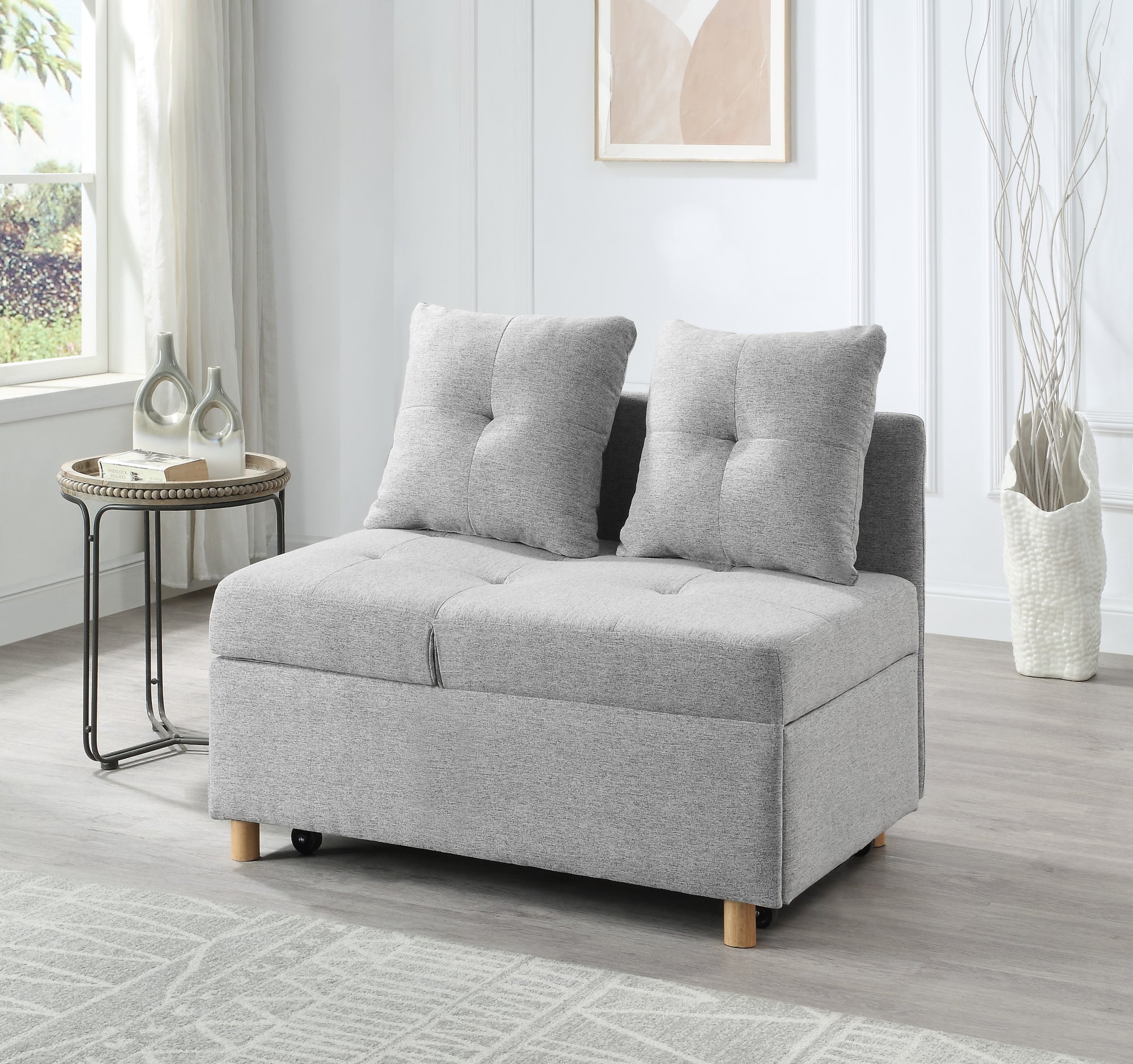 4-in-1 Convertible Sofa - Light Gray, Adjustable Positions, Versatile Couch for Small Spaces