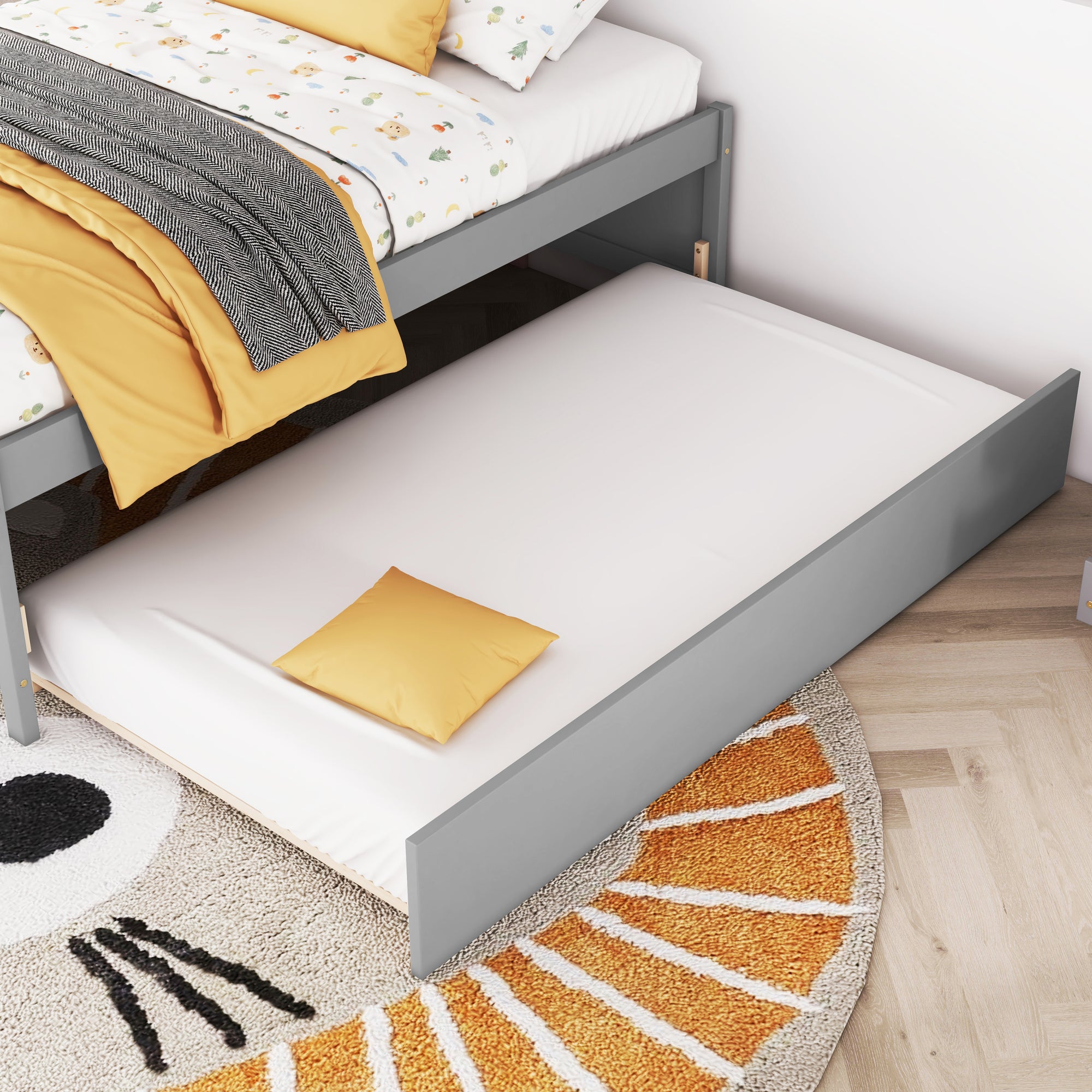 Versatile Full Bed with Trundle, Under-Bed Storage Box, and Nightstand