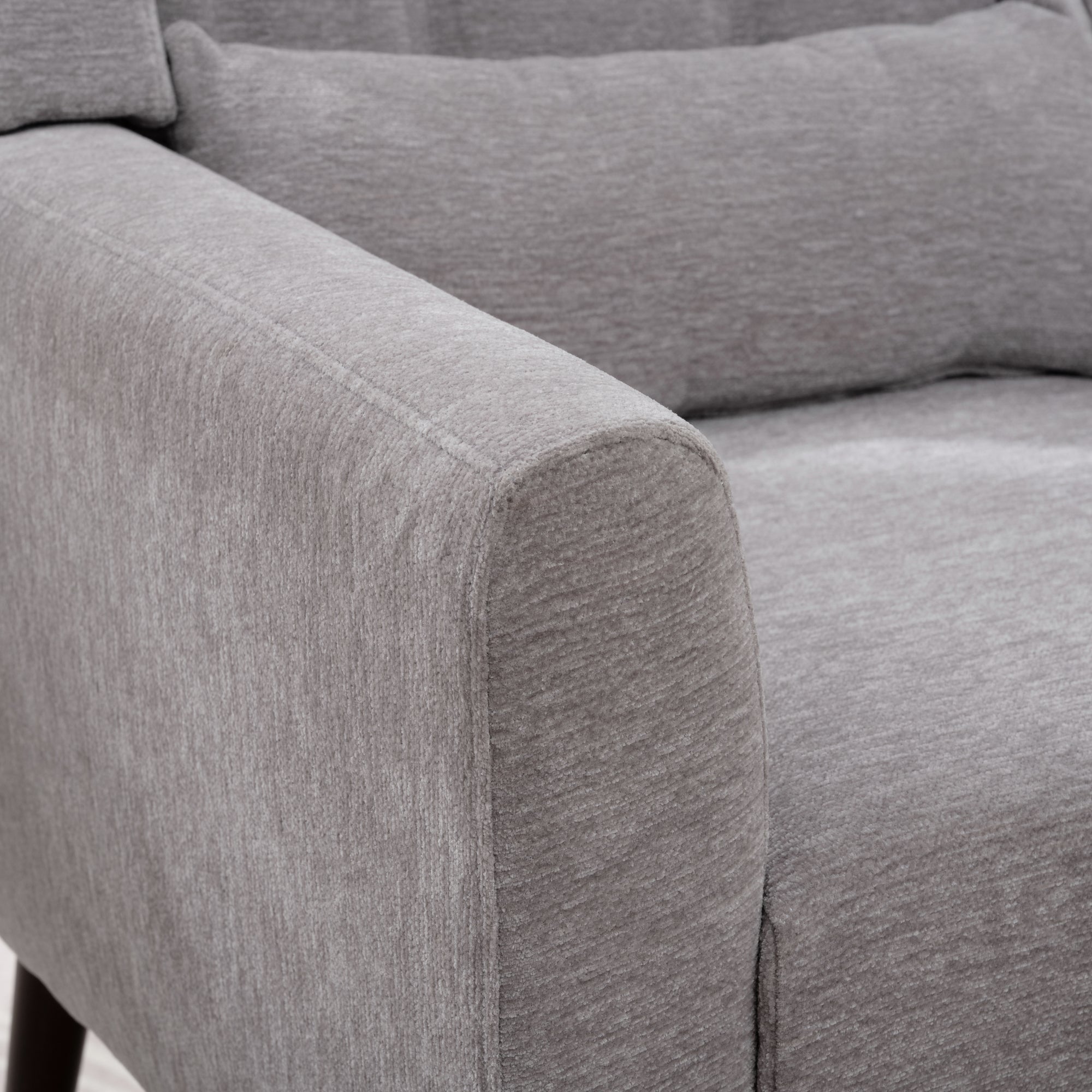 Modern Accent Chair - Stylish Chenille Armchair for Living Room, Gray Upholstered Comfort