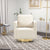 Open Back Beige Chenille Swivel Accent Chair With Gold Stainless Steel Base