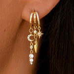 Load image into Gallery viewer, 14k Triple Huggie Dangle Earrings Pair
