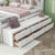 White Full Bed with Bookcase Headboard, Under-Bed Storage Drawers, and Bed-End Storage Case