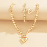 Load image into Gallery viewer, 2pc Beaded Heart Pendant Bracelet and Necklace Set
