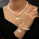 Load image into Gallery viewer, 2pc Beaded Heart Pendant Bracelet and Necklace Set
