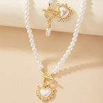 Load image into Gallery viewer, 2pc Beaded Heart Pendant Bracelet and Necklace Set
