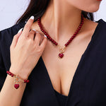 Load image into Gallery viewer, 2pc Beaded Heart Pendant Bracelet and Necklace Set
