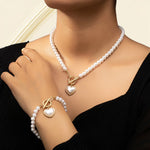 Load image into Gallery viewer, 2pc Beaded Heart Pendant Bracelet and Necklace Set

