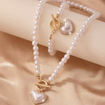 Load image into Gallery viewer, 2pc Beaded Heart Pendant Bracelet and Necklace Set
