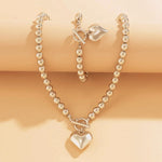 Load image into Gallery viewer, 2pc Beaded Heart Pendant Bracelet and Necklace Set
