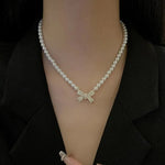Load image into Gallery viewer, Beaded Pearl Bow Necklace
