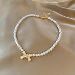 Load image into Gallery viewer, Beaded Pearl Bow Necklace
