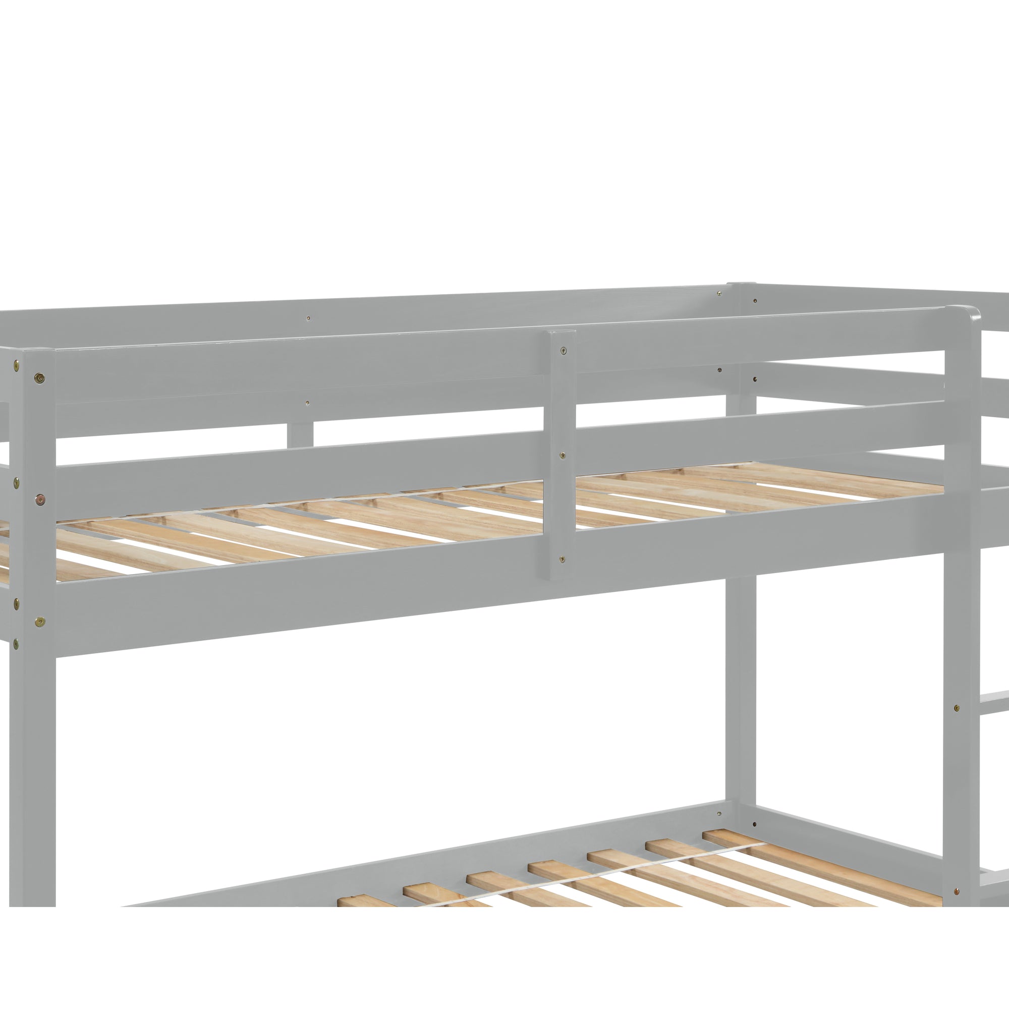 Gray Twin Over Twin Floor Bunk Bed With Low Height Design