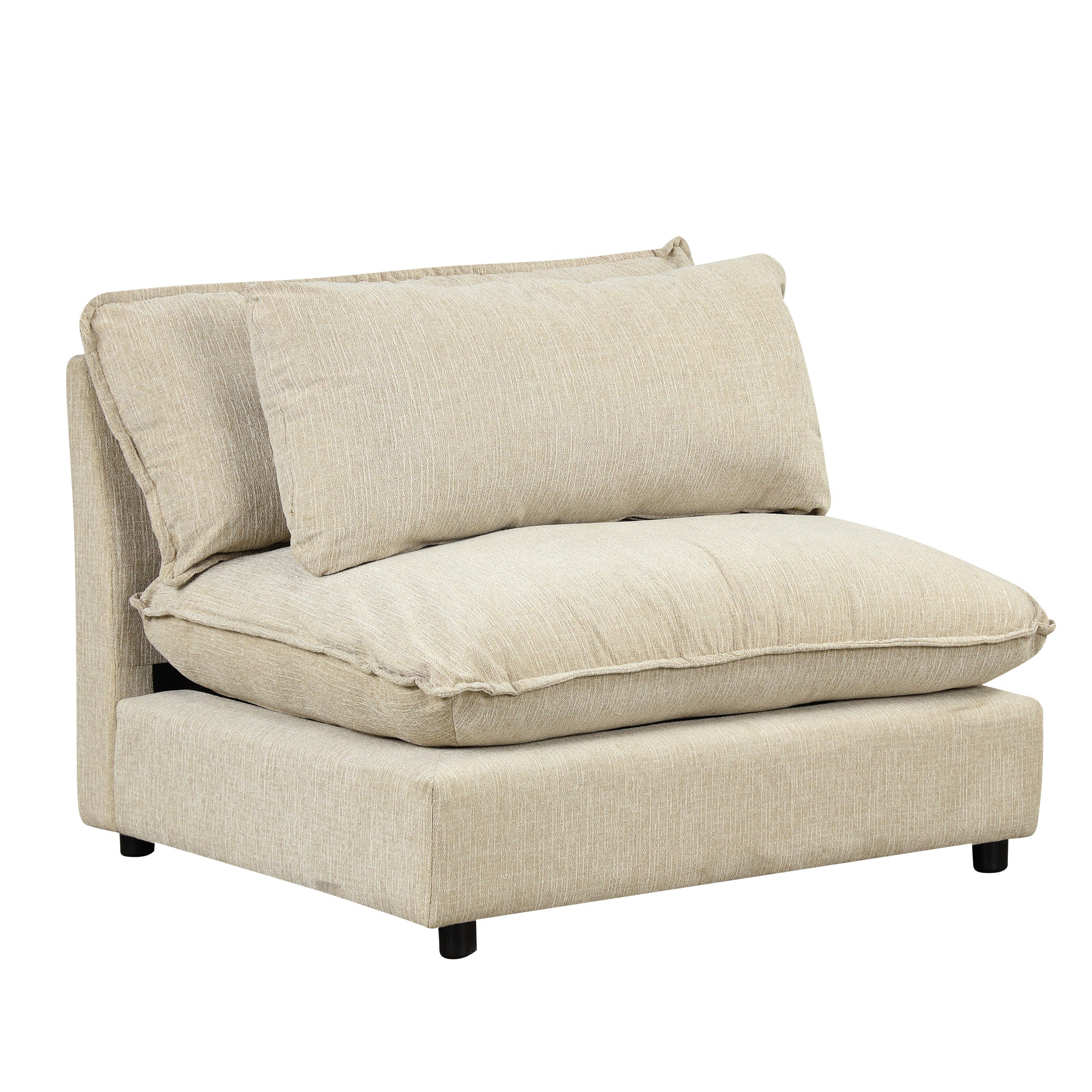 Lisbon Sectional Sofa with Movable Ottoman in Beige