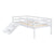 Twin Size Low Loft Bed with Slide, Ladder & Safety Guardrails in White