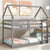 Twin over Twin Bunk Bed with Wood House Roof in Gray